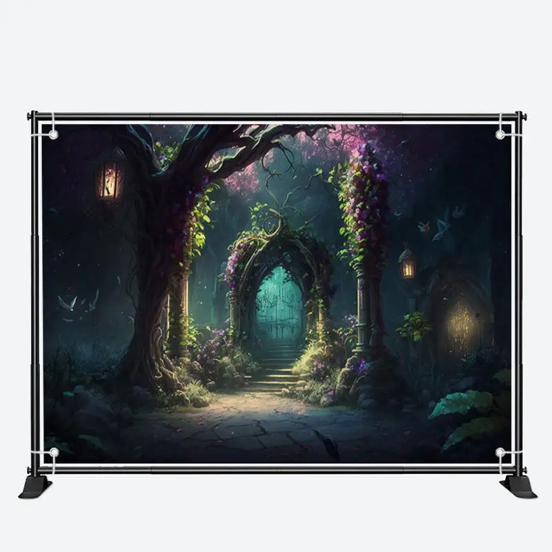 Wonderland Door Green Vines Floral Spring Backdrop - Aperturee