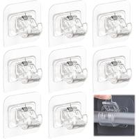 8pcs Curtain Rod Bracket No Drilling, Self Adhesive Curtain Rod Brackets for Home Bathroom, Kitchen & Hotel Use - Nail Free O...