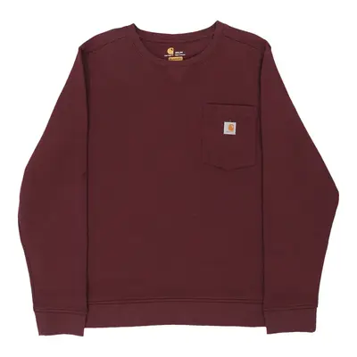 Carhartt Sweatshirt - 2XL Burgundy Cotton Blend