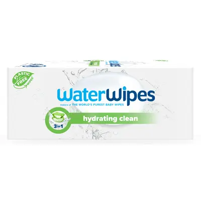 WaterWipes Hydrating Clean Baby Wipes, 99% Water-Based Formula with Aloe Vera to Hydrate & Clean Skin, Unscented & Hypoallerg...