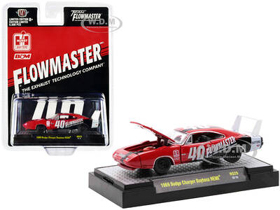 1969 Dodge Charger Daytona HEMI #40 Red with Graphics Flowmaster Limited Edition to 6600 pieces Worldwide 1/64 Diecast Mode...