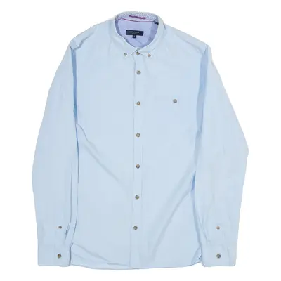 TED BAKER Mens Plain Shirt Blue Long Sleeve S