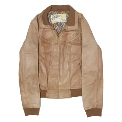 MATO Womens Jacket Brown Leather 90s UK 12