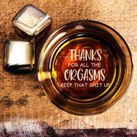 Thanks For All The Orgasms Personalized Christmas Whiskey Glass Gift - Stemless Wine Glass with Hand-Engraved Detailing, Dish...
