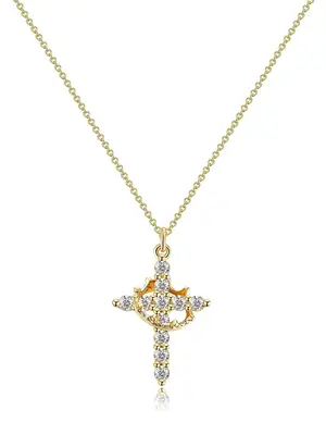 Women's Elegant Cross Crown Pendant Necklace, Fashion Jewelry for Party, Daily Clothing Decor, Trendy All-match & Exquisite J...