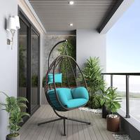 Egg Swing Chair Outdoor Indoor Wicker Rattan Hanging Chair with Stand 350lbs Capacity w/  & Cushions for Patio Balcony Bedroo...