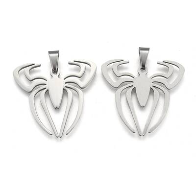 Tarnish Resistant Boy Jewelry Original Color 201 Stainless Steel Halloween Spider Blank Pendants