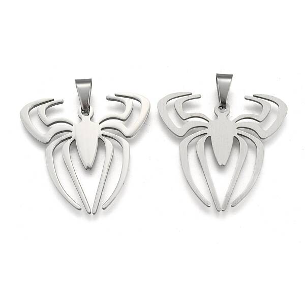 Tarnish Resistant Boy Jewelry Original Color 201 Stainless Steel Halloween Spider Blank Pendants