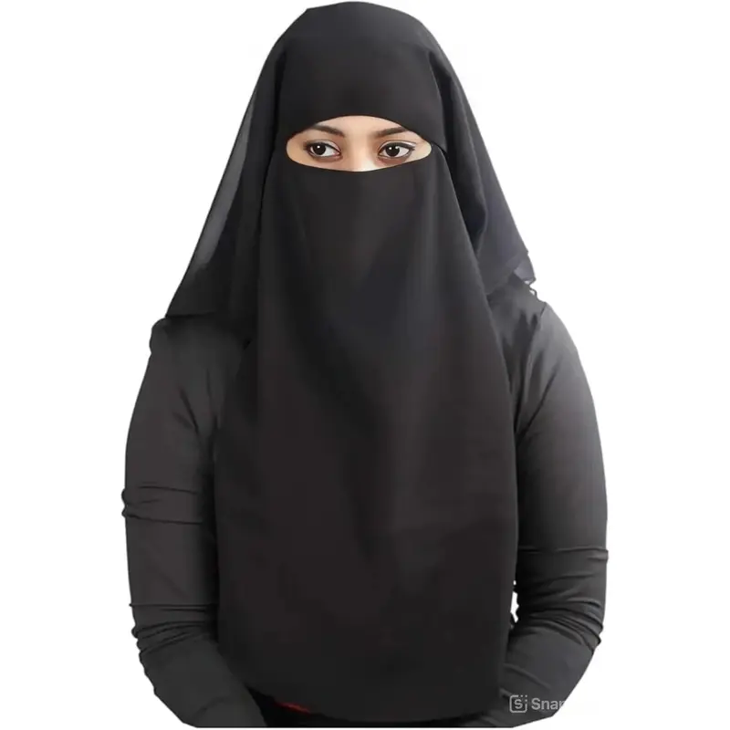 3-Layer Saudi Niqab for Women - Breathable Georgette, Full  Veil, Adjustable & Modest, All-Season Wear (1pc)