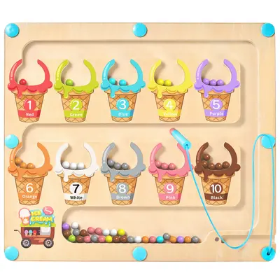 GAMENOTE Magnetic Color and Number Maze, Educational Wooden Color Matching Learning Counting Puzzle Board, Montessori Toys, F...