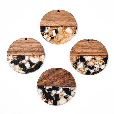 Transparent Resin & Walnut Wood Pendants