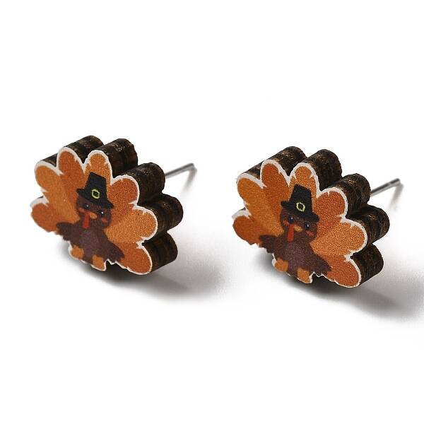 Wood Stud Earrings