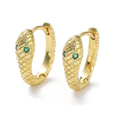 Rack Plating Brass with Cubic Zirconia Snake Hoop Earrings