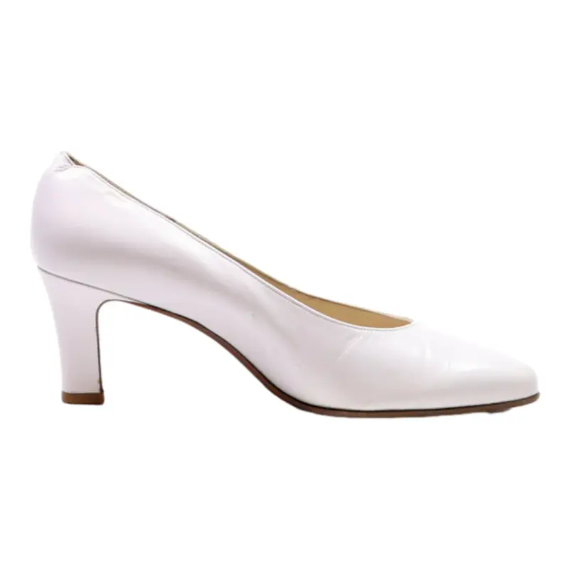 BALLY Pump Heels White Leather Womens UK 4.5
