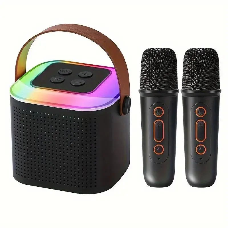 Portable Wireless Speaker with Microphone, Rechargeable Wireless Speaker with LED Light, Portable Karaoke, Outdoor Speaker fo...