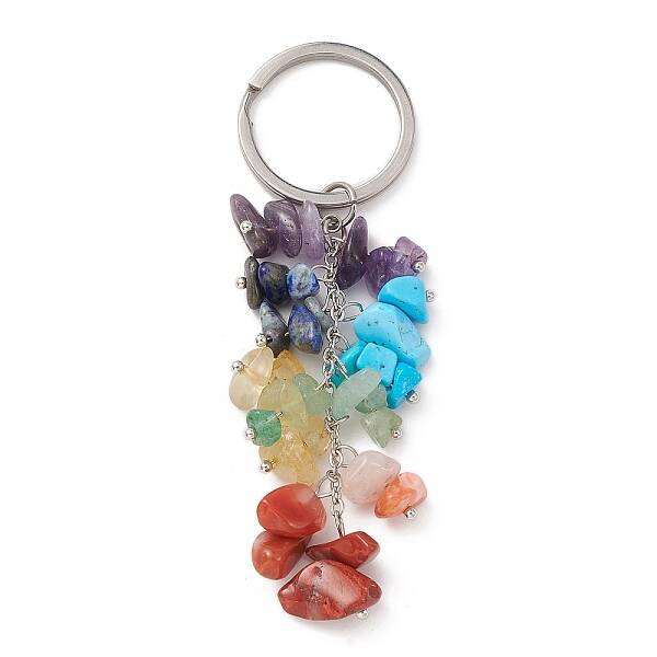 Chakra Natural & Synthetic Gemstone Chip Bead Keychain