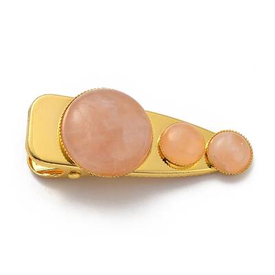 Natural Rose Quartz Alligator Hair Clips