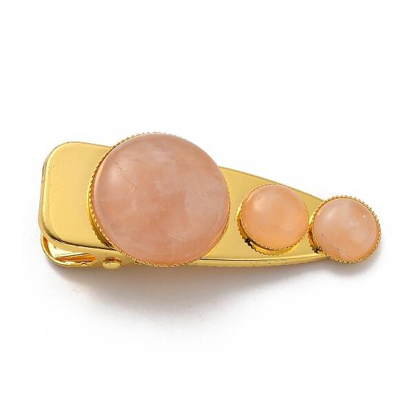 Natural Rose Quartz Alligator Hair Clips