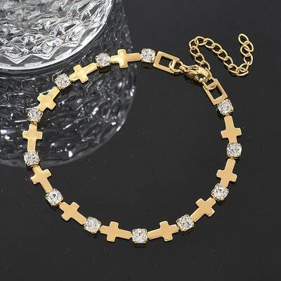 304 Stainless Steel Rhinestone Cup Chain Bracelets for Women