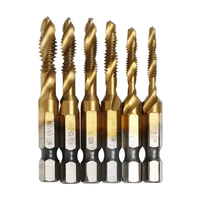 Titanium Combination Drill Tap Bit Set, High-speed Steel Drill Bit, Modern Multifunctional Bit For Home, Power Tool Accessori...