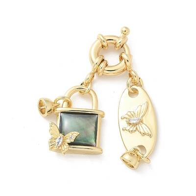 Brass Micro Pave Clear Cubic Zirconia Spring Ring Clasps