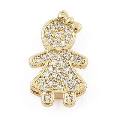Brass Micro Pave Clear Cubic Zirconia Slide Charms