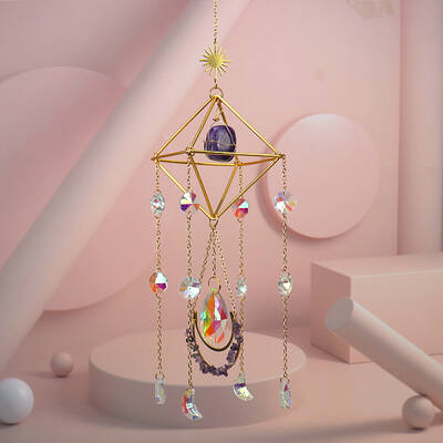 Amethyst Crystal Glass Sun Catcher Pendant