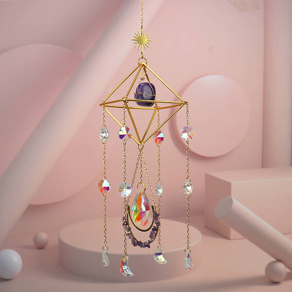 Amethyst Crystal Glass Sun Catcher Pendant