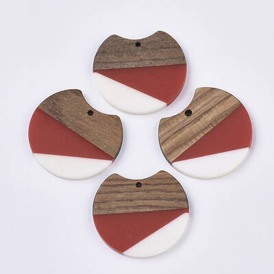 Two Tone Resin & Walnut Wood Pendants