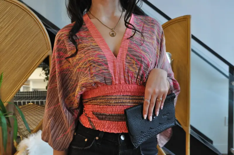 Rhythms Smocked Top - Upcycled | Size: S/M | Color: Earth Tones