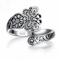 925 Sterling Silver Spoon Rings for Women,Vintage Butterfly/Dragonfly Cross Rose Vintage Ring,Jewelry Gift for Mom Grandma