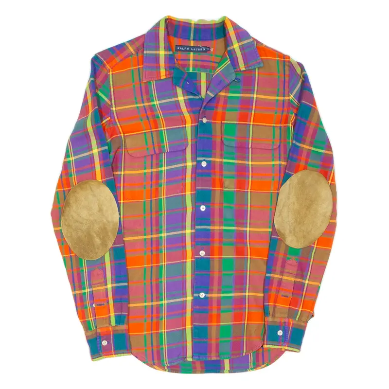 RALPH LAUREN Womens Flannel Shirt Red Check Long Sleeve S