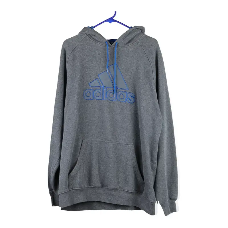 Adidas Spellout Hoodie - XL Grey Cotton Blend