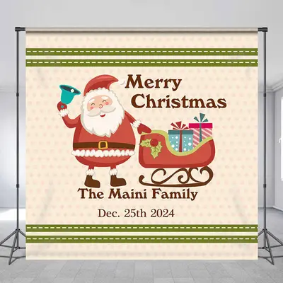 Customized Name Santa Claus Merry Christmas Backdrop - Aperturee