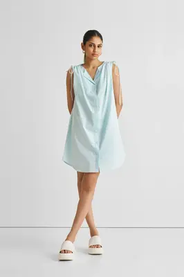 Shirt dress with Shoulder Tie Details in Summer Blue | Color: Summer Blue | Size: 3XL