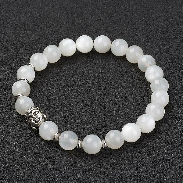 Natural White Moonstone Stretch Bracelets