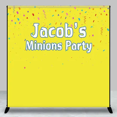 Colorful Ribbons Yellow Custom Name Party Backdrop
