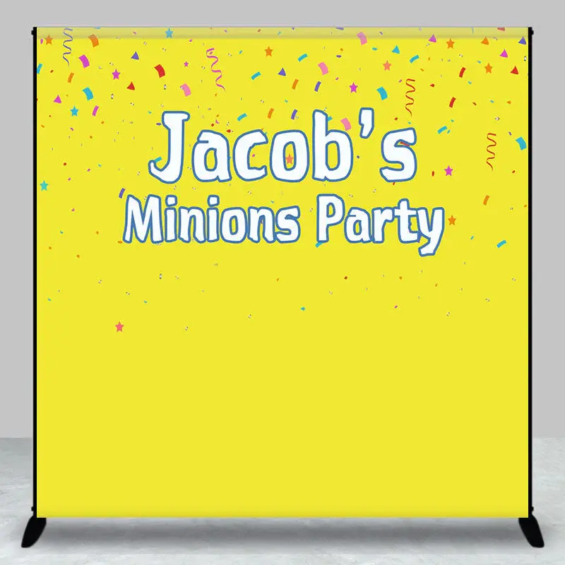 Colorful Ribbons Yellow Custom Name Party Backdrop