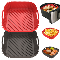 2 Pack Silicone Air Fryer Liners Square for 4-10 QT, Heat Resistant Pot Oven Liners Reusable Baking Tray Mat Kitchen Accessor...