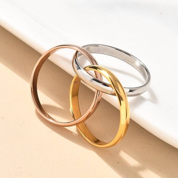 304 Stainless Steel Triple Circle Finger Rings Jewelry