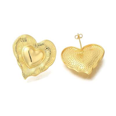 Rack Plating Heart Brass Stud Earrings