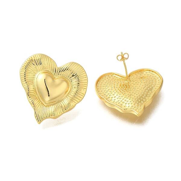 Rack Plating Heart Brass Stud Earrings