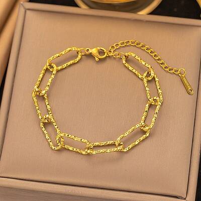 304 Stainless Steel Paperclip Chain Bracelets for Women