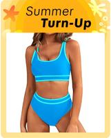 Blooming Jelly Women's High Waisted Bikini Sets Sporty Two Piece Swimsuit Color Block Cheeky High Cut Bathing Suits Outdoorfu...