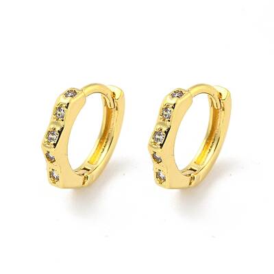 Brass Micro Pave Cubic Zirconia Hoop Earring
