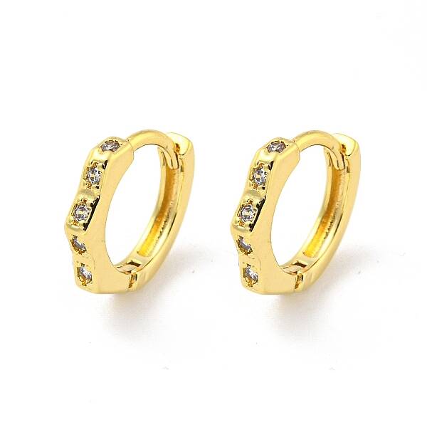 Brass Micro Pave Cubic Zirconia Hoop Earring