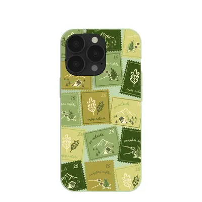 Sage Green Camp Stamps iPhone 13 Pro Case