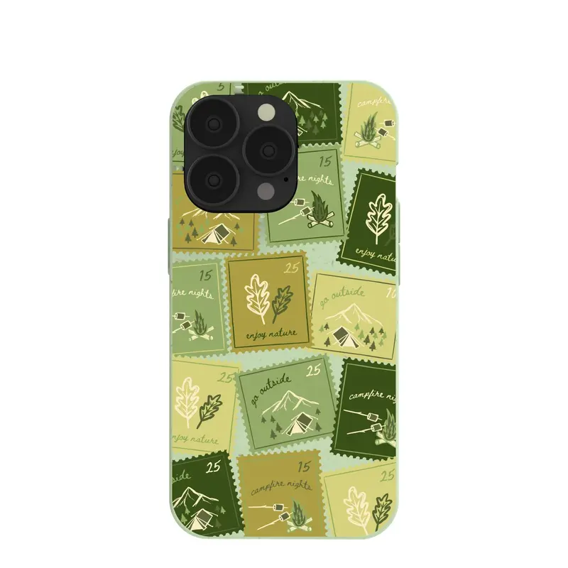 Sage Green Camp Stamps iPhone 13 Pro Case