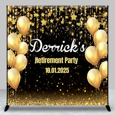 Golden Balloon Star Bokeh Custom Retirement Backdrop - Aperturee