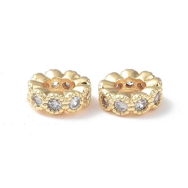 Brass Micro Pave Cubic Zirconia Spacer Beads